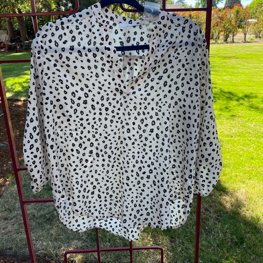 Lightweight cream and black Lush blouse.